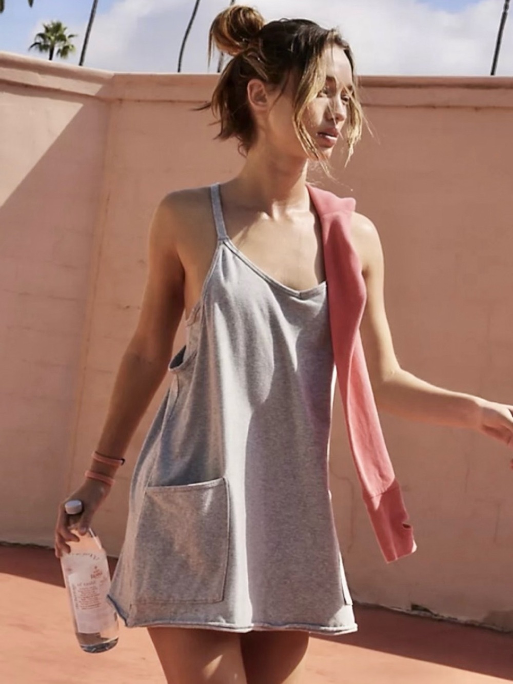 NWT Free People x FP Movement Hot Shot Mini Dress in Heather Grey